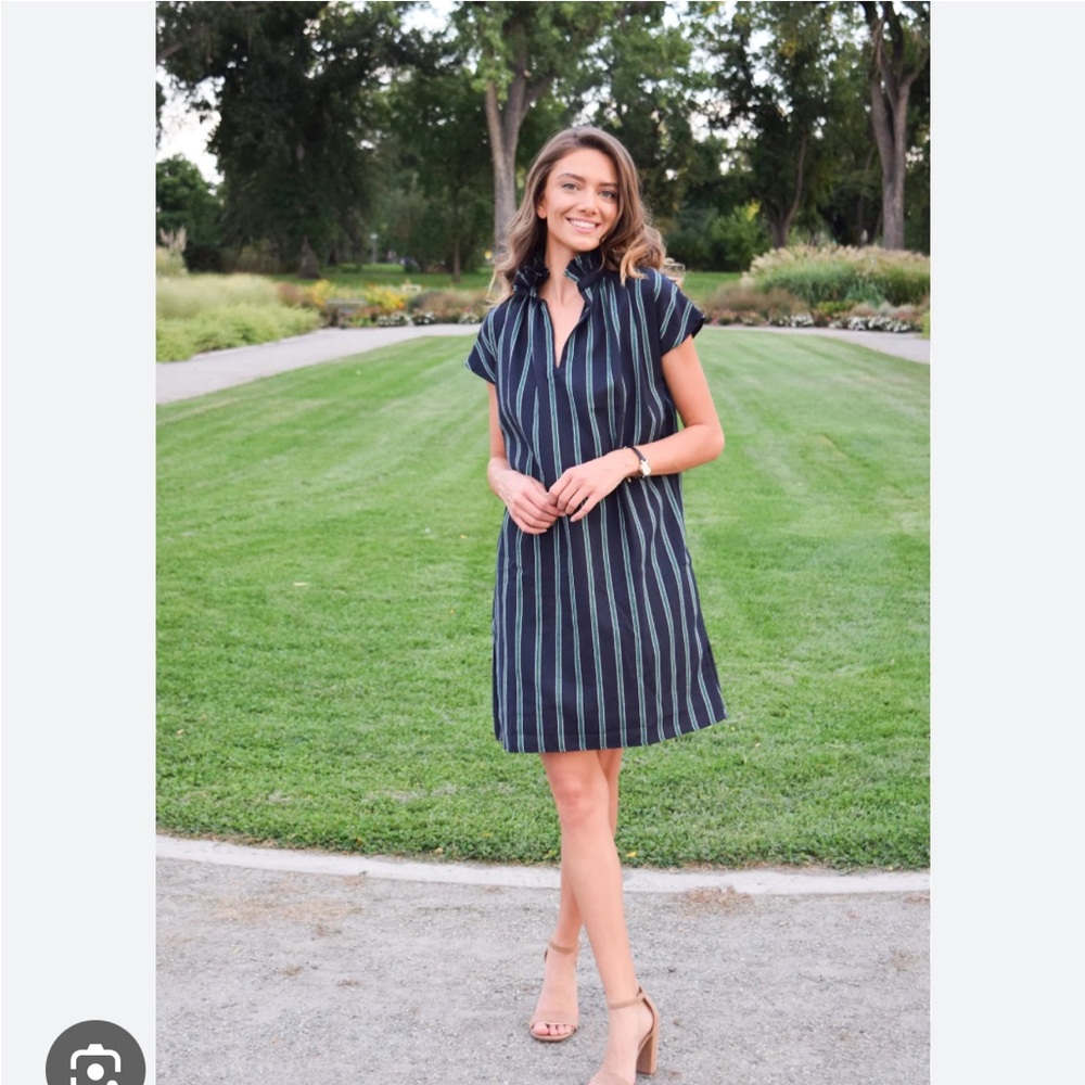 Never A Wallflower navy and red stripe dress